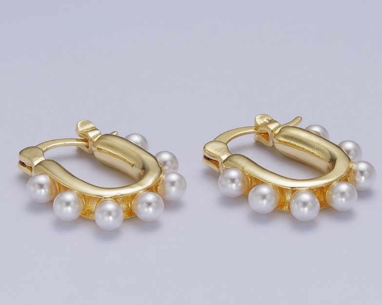 24K Gold Filled Round Pearl Earrings