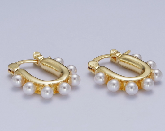 24K Gold Filled Round Pearl Earrings