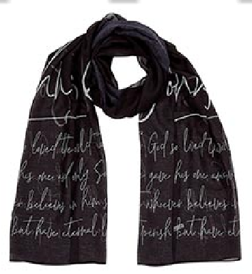 John 3:16 Prayer Scarf (Black)