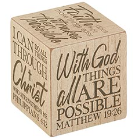 With God Wood Large Quote Cube